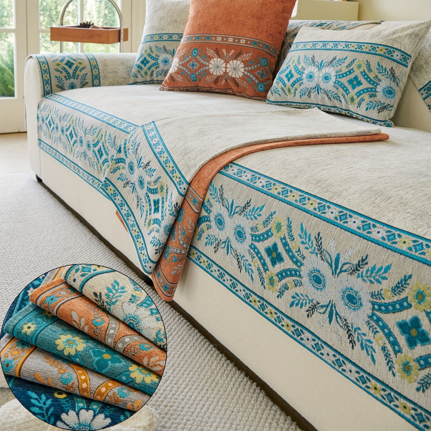 Chenille Sofa Cover for Pets Machine Washable 1-4 Seater Sectional Boho Decor