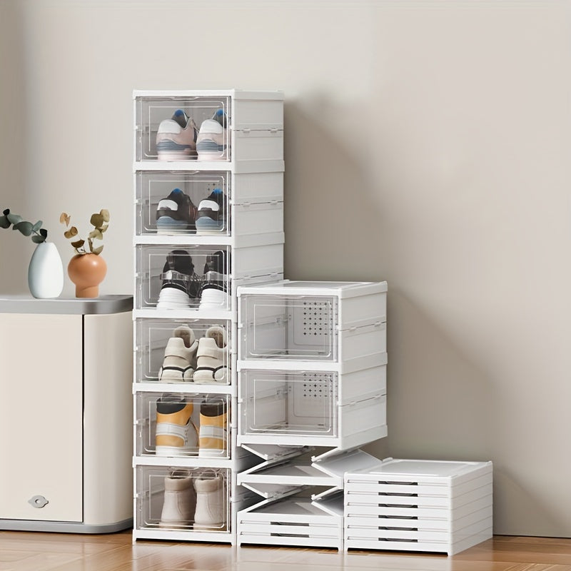 Folding Shoe Storage Box Breathable Plastic Dustproof Space-Saving Large Capacity