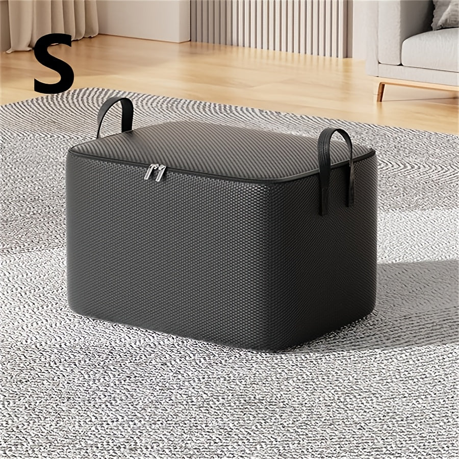 Black Extra Large Canvas Storage Box with Lid Waterproof Dustproof Moisture-Proof for Clothing Quilts Household Moving