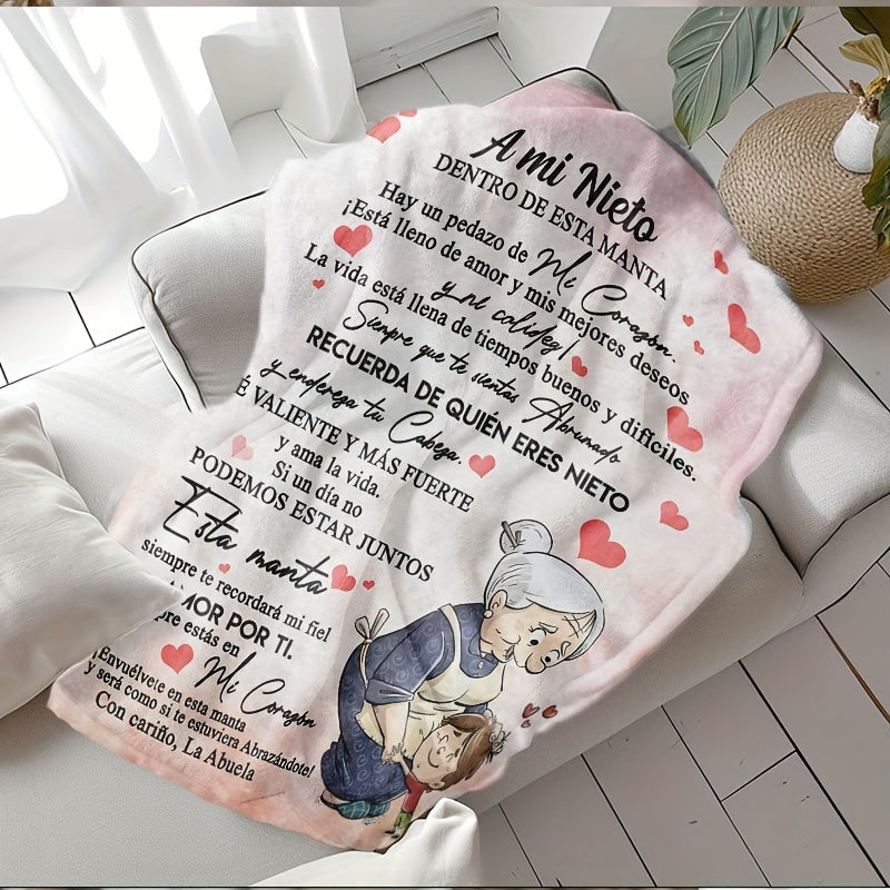 Spanish Message Plush Blanket for Son All-Season Hypoallergenic Flannel Throw Warm Gift