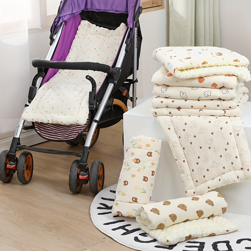 Double-Sided Velvet Baby Stroller Mat Soft Cozy Gauze Pushchair Pad