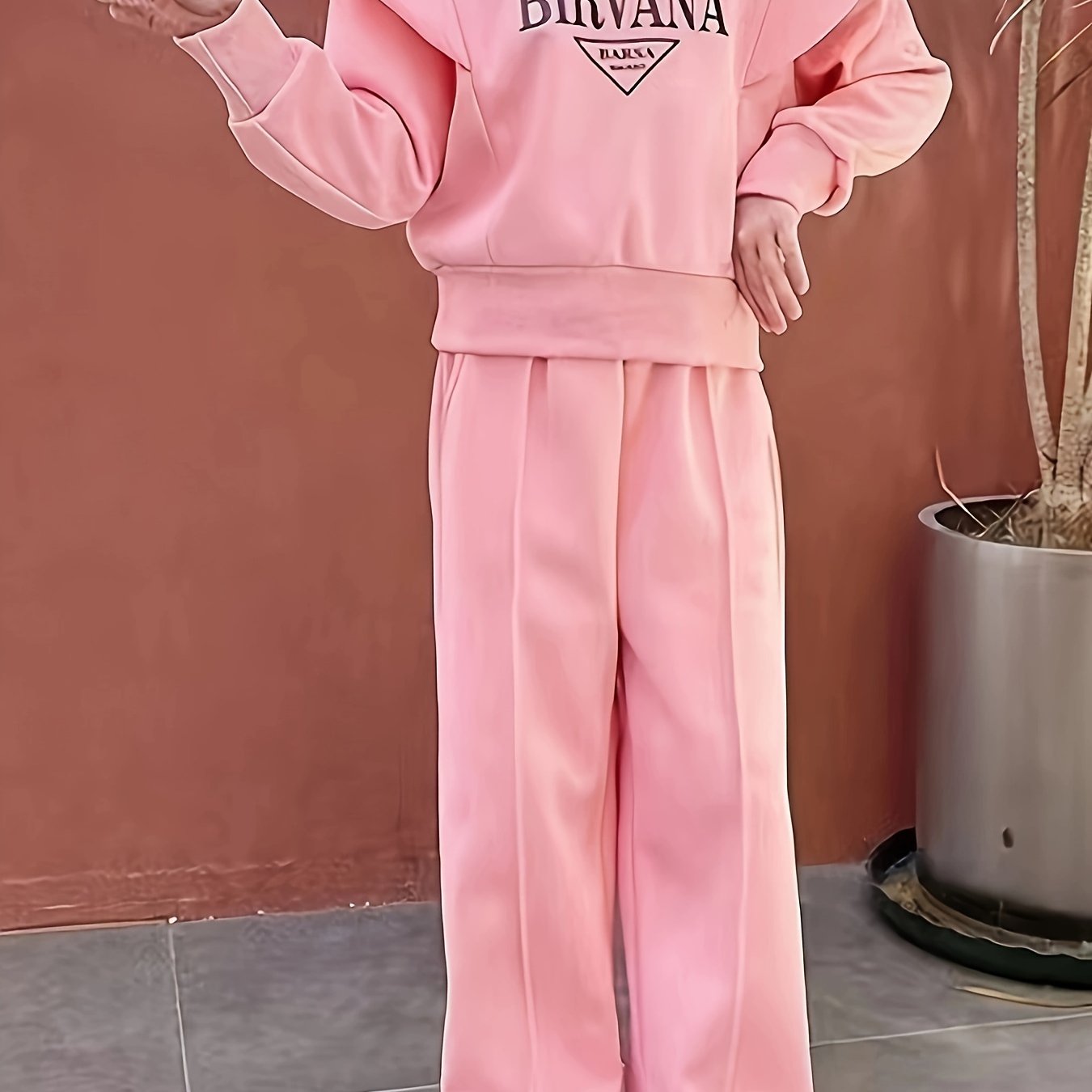 Conjunto de sudadera y pantalones para niñas para uso casual en primavera y otoño, talla mediana y grande