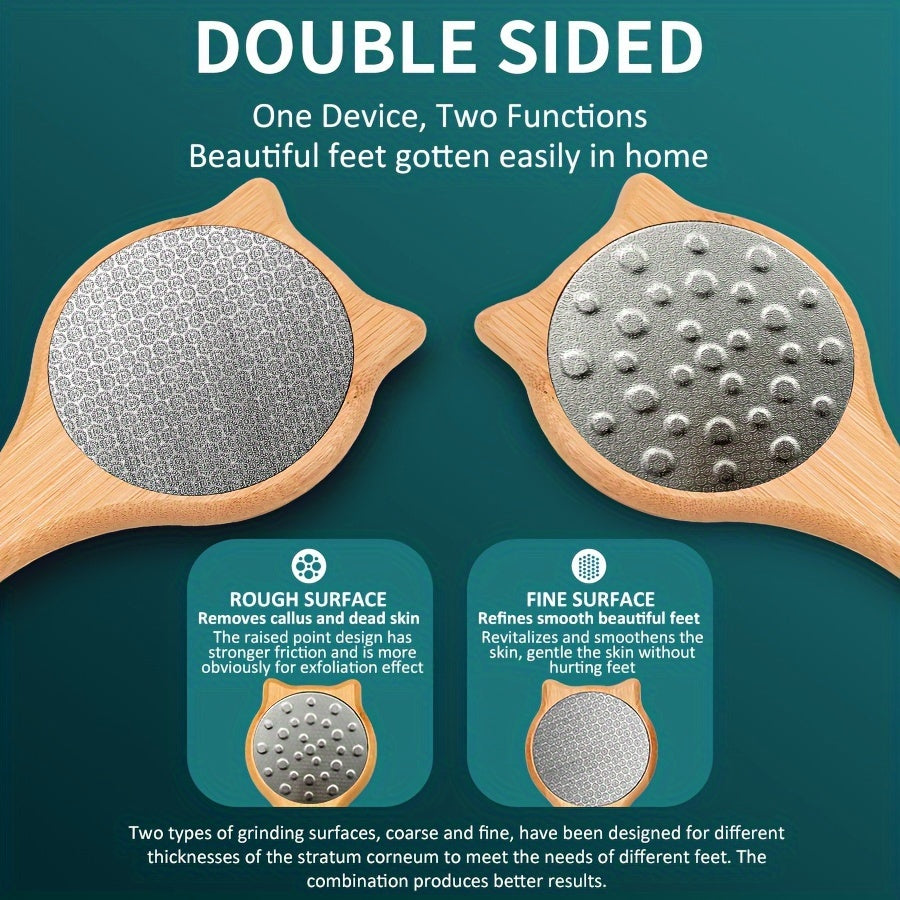 Lima de pies de doble cara con mango de bambú para eliminar callos y cuidado de pies 1 o 2 piezas