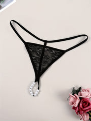 Women's Lace Thong with Pearl Detail Lingerie