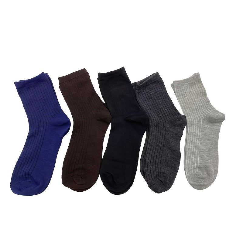 Men's 5-Pack Crew Socks Breathable Sweat-Wicking All Seasons Business Sports