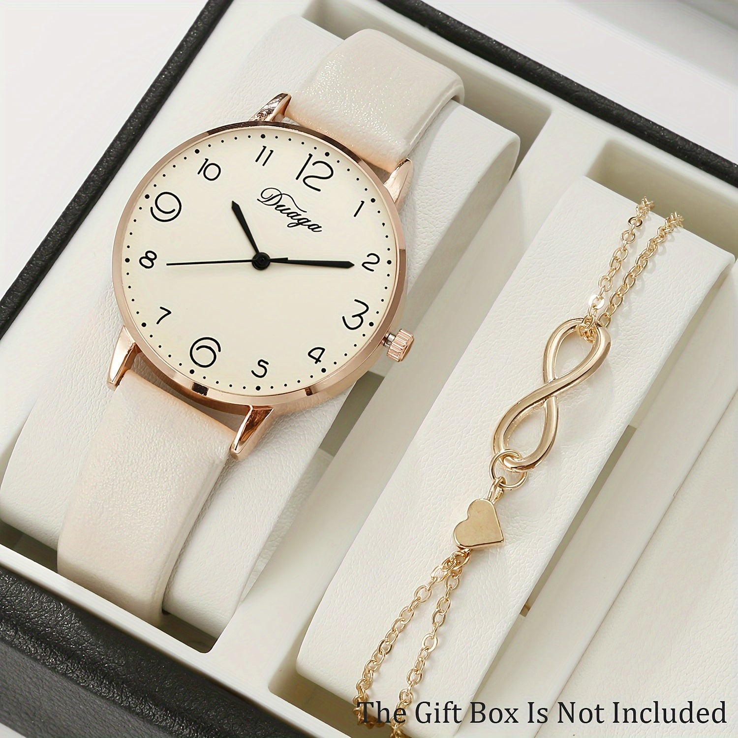 Women's Watch and Heart Bracelet Set Quartz Faux Leather Alloy Case