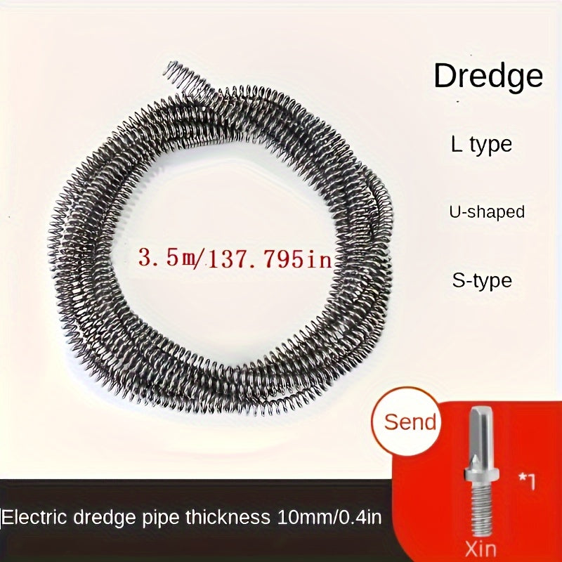 Dispositivo eléctrico de dragado de tuberías para obstrucciones en inodoros y cocinas con serpiente de drenaje y resorte de extensión