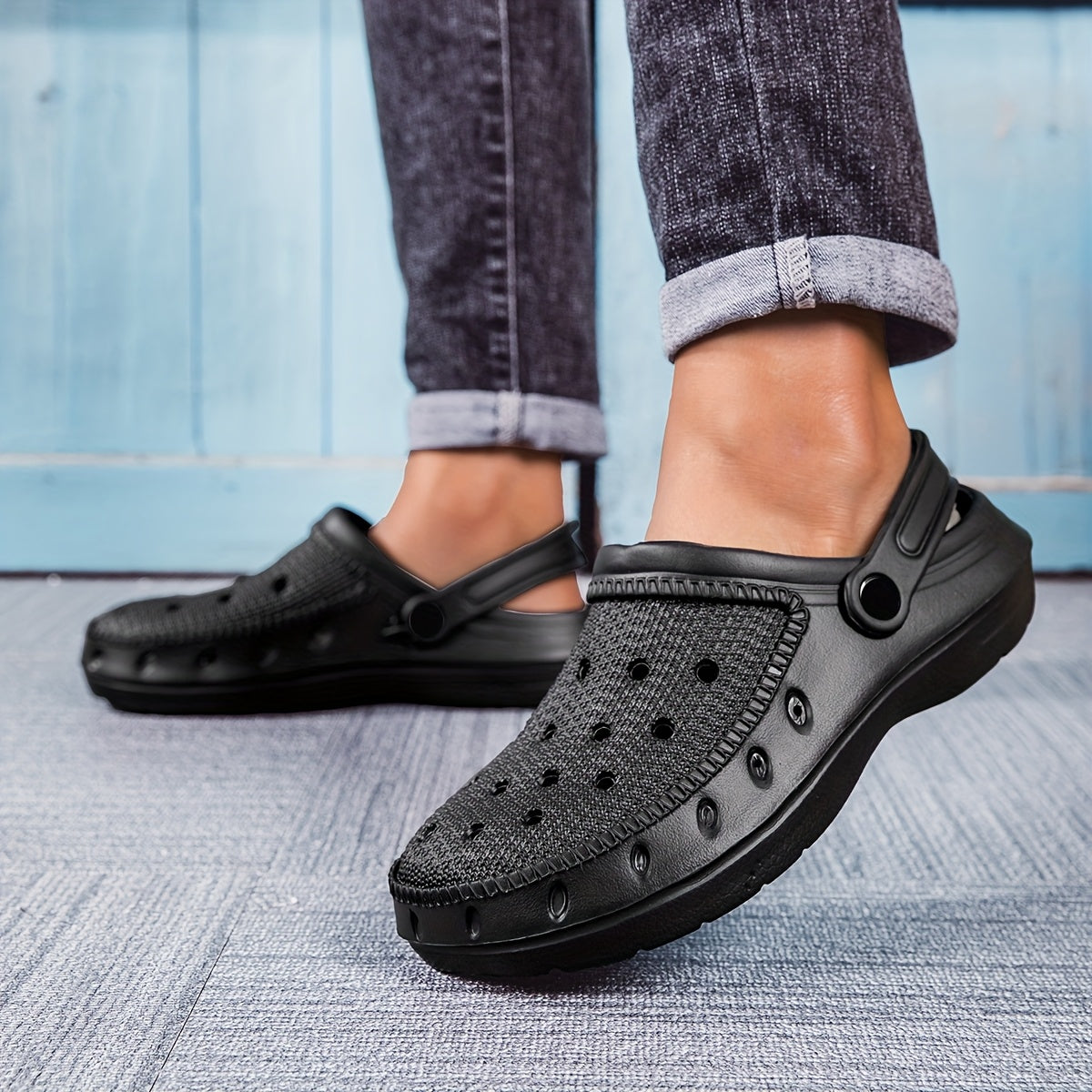 Women's Black Clog Shoes Breathable Flat Summer Casual Outdoor