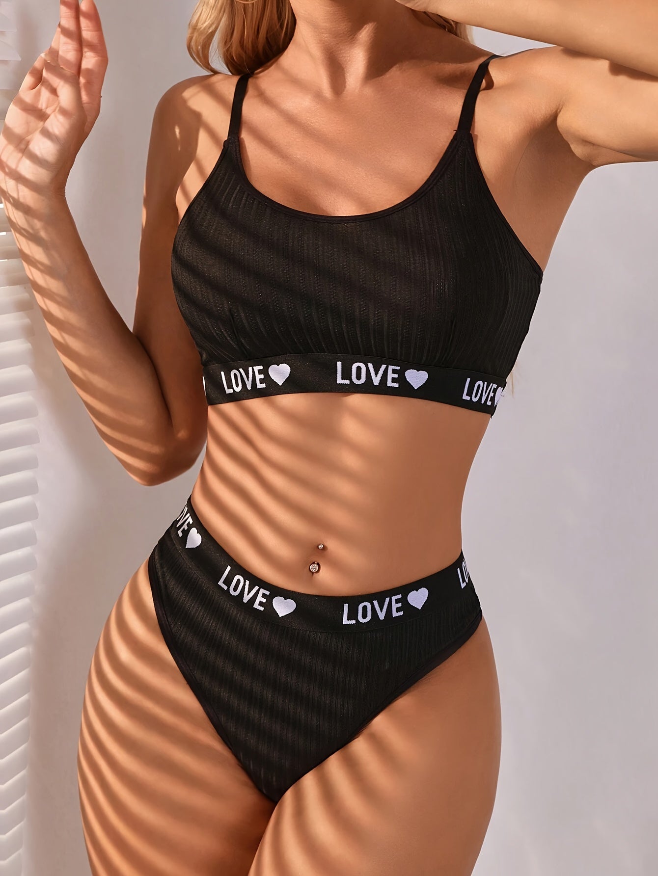 Women's Athletic Lingerie Set Camisole Bra and Panties with Letter Print