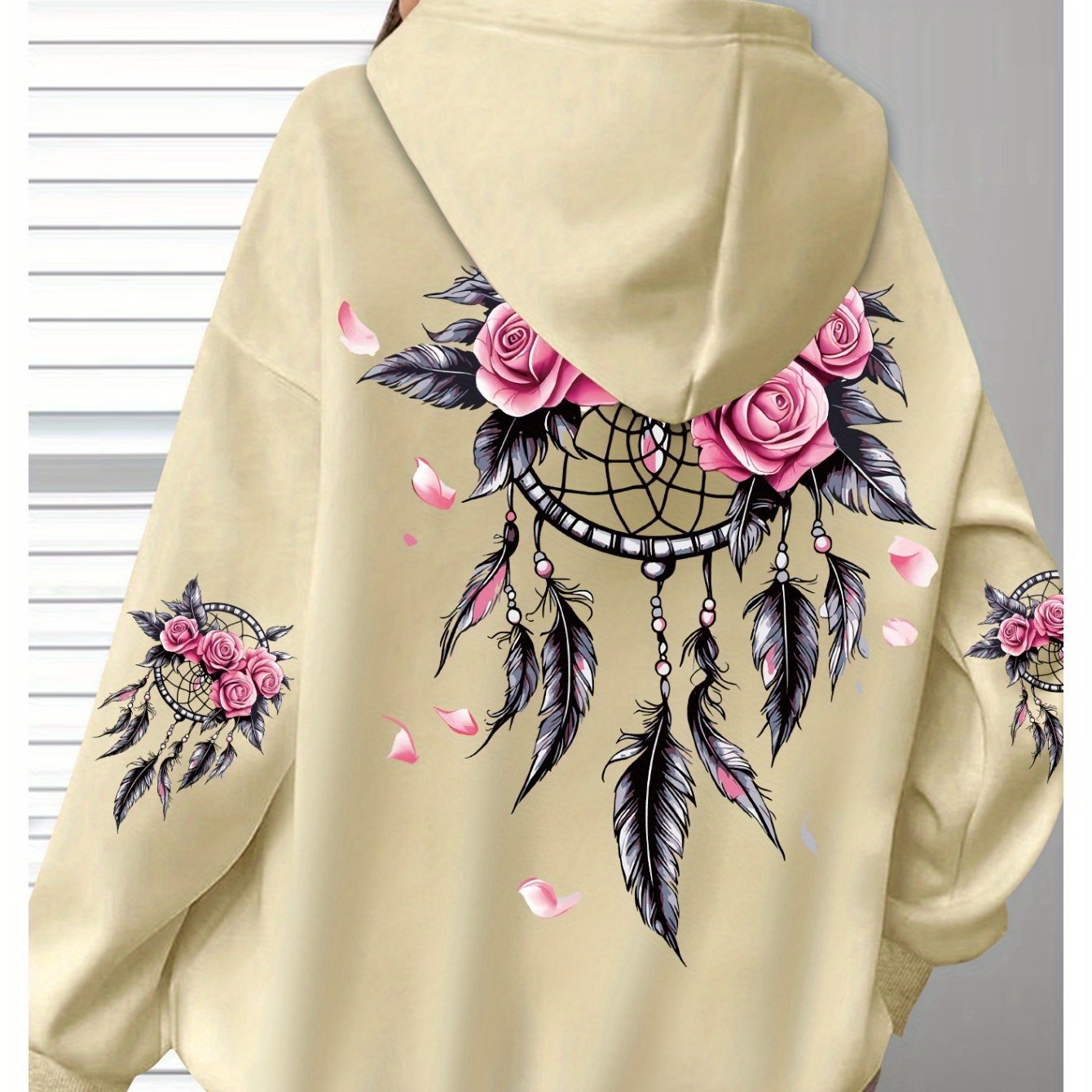 Women's Oversized Hoodie with Floral Turtle Graphic Long Sleeve Sweatshirt in Pink