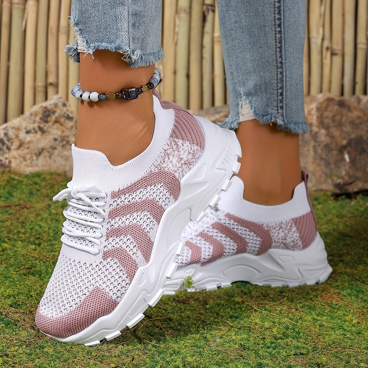 Women's Mesh Casual Low-Top Platform Sneakers Plus Size