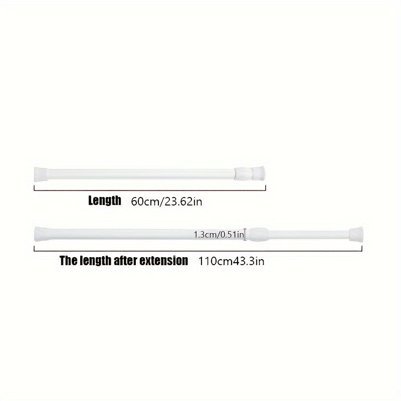 White Adjustable Curtain Rod for Doors and Windows with Spring Telescopic Feature