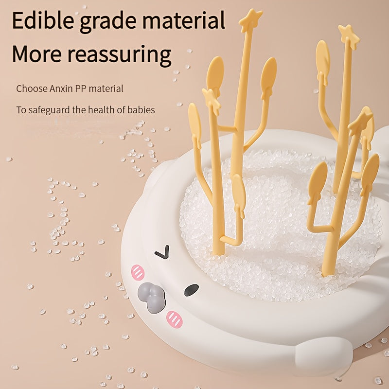 Seal-Shaped Bottle Drying Rack Ocean Animal Design PP Kitchen Organizer for Ages 14+