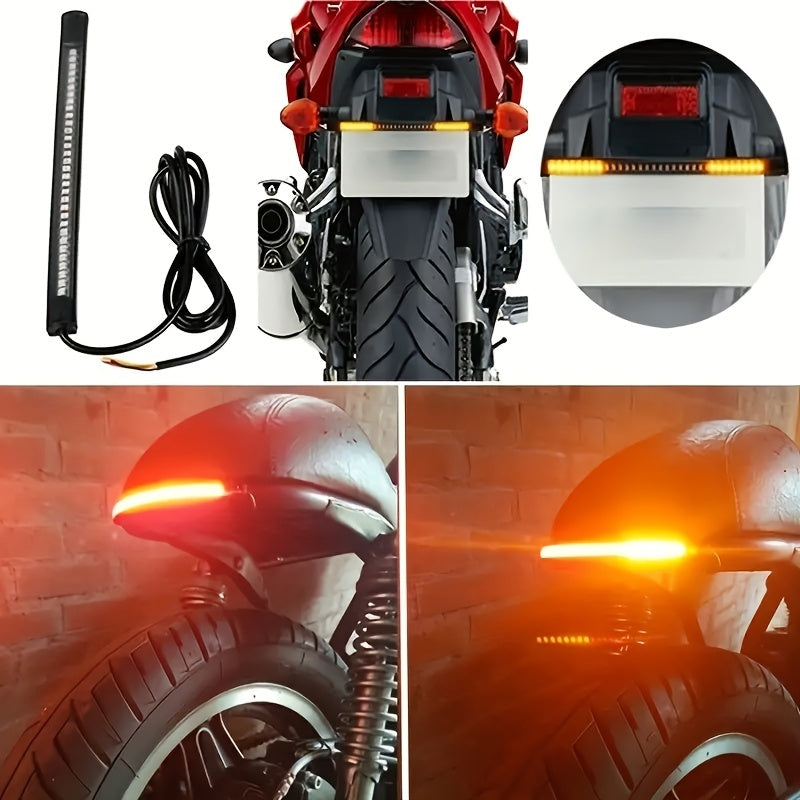 Motorcycle LED Brake Light Strip Tail Stop Turn Signal Flexible Red Yellow 12V
