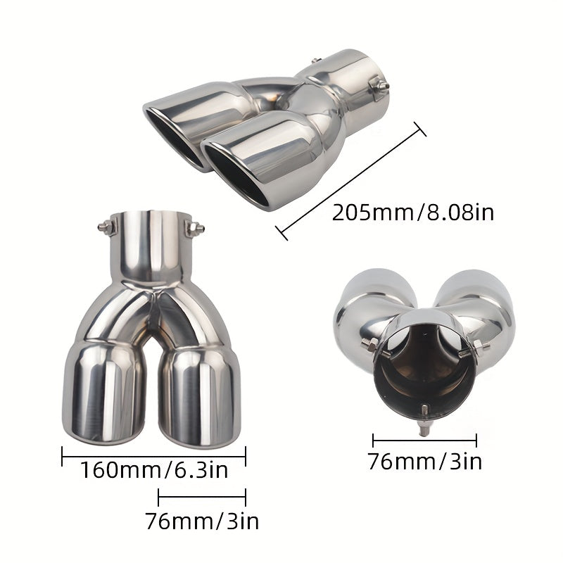 Stainless Steel Car Exhaust Pipe Double-Row Straight Large Tail Pipe Modification Kit
