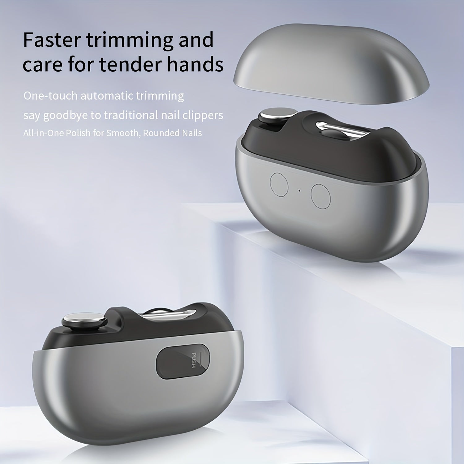 Dispositivo eléctrico para cuidado de uñas con luz LED, recargable, compacto, alimentado por batería