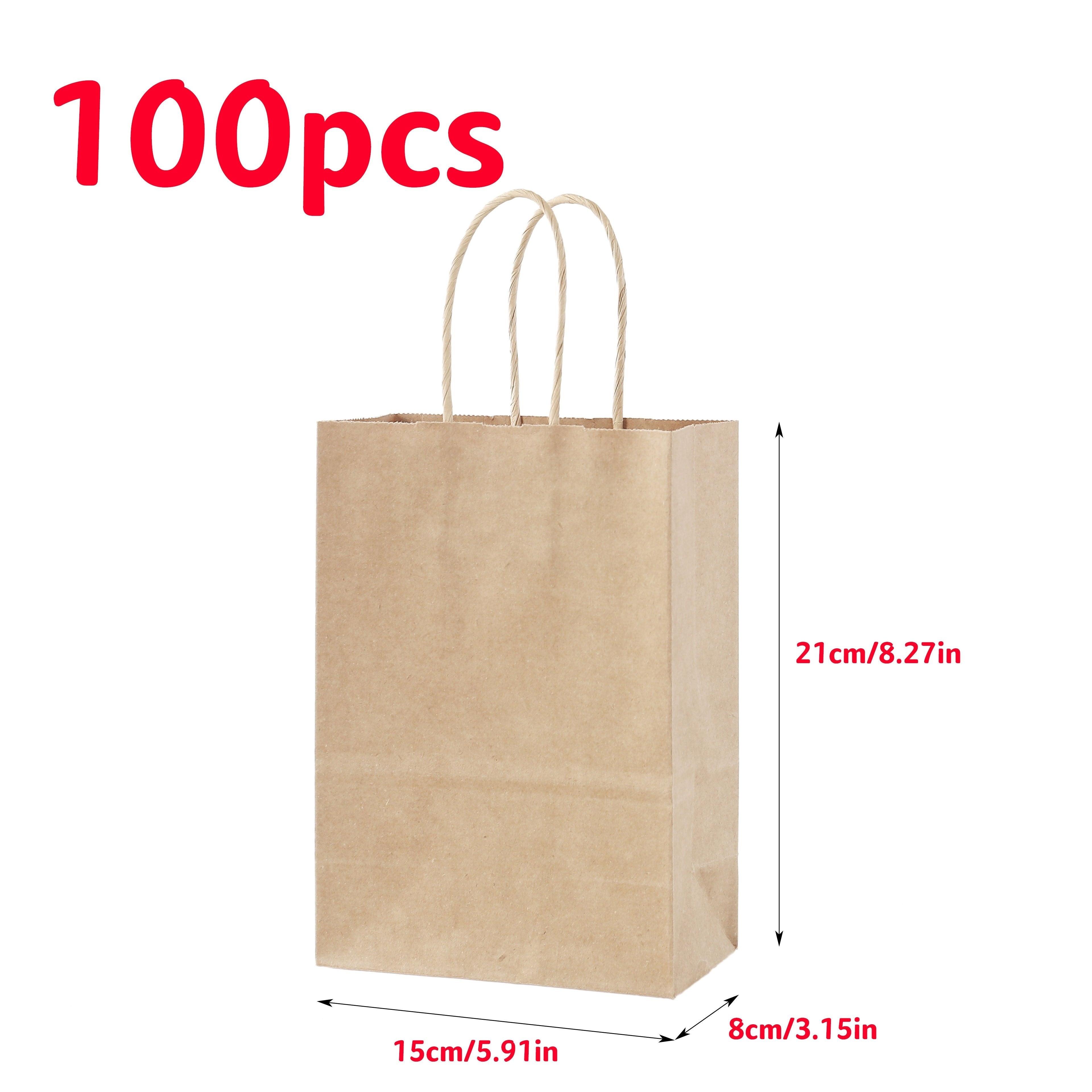 100pcs Brown Kraft Paper Bags with Twine Handles for Shopping and Gifts