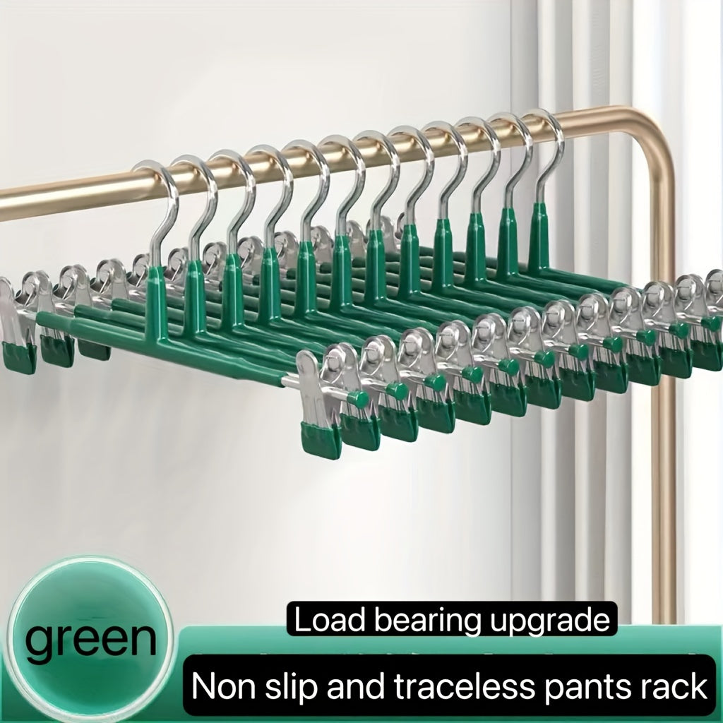 10 Premium Stainless Steel Pants Hangers with Adjustable Clips Heavy Duty No Slip