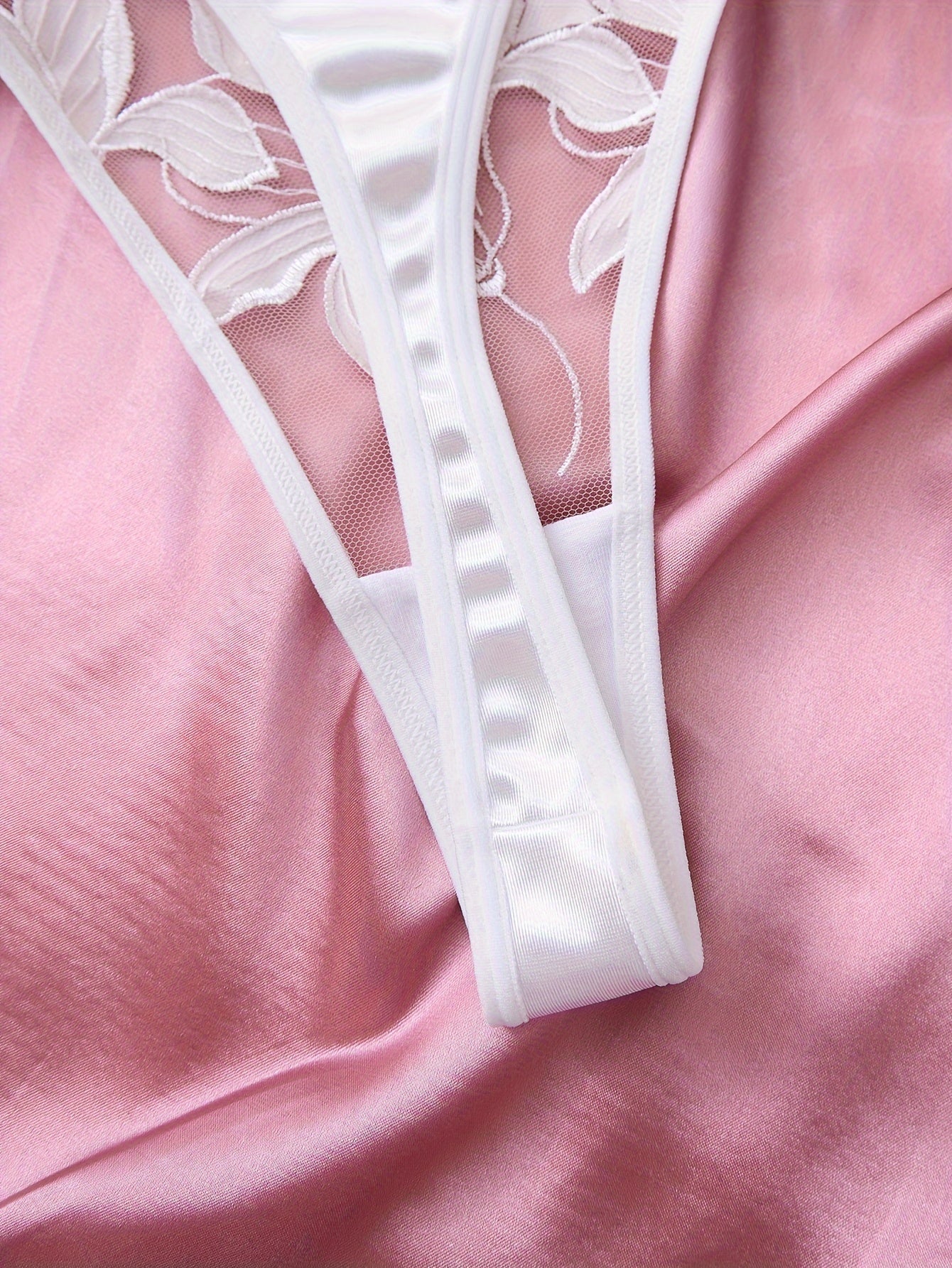 Floral Embroidered Lingerie Set for Women Semi-Sheer Cami Bra and Panties