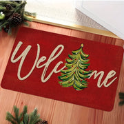 Christmas Doormat Red Polyester Non-Slip Waterproof Stain-Resistant