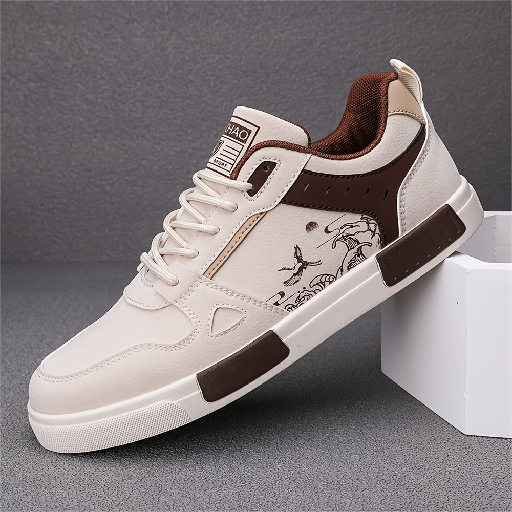 Men's Summer 2024 Breathable Dragon Design Sneakers Black Beige Rubber Sole