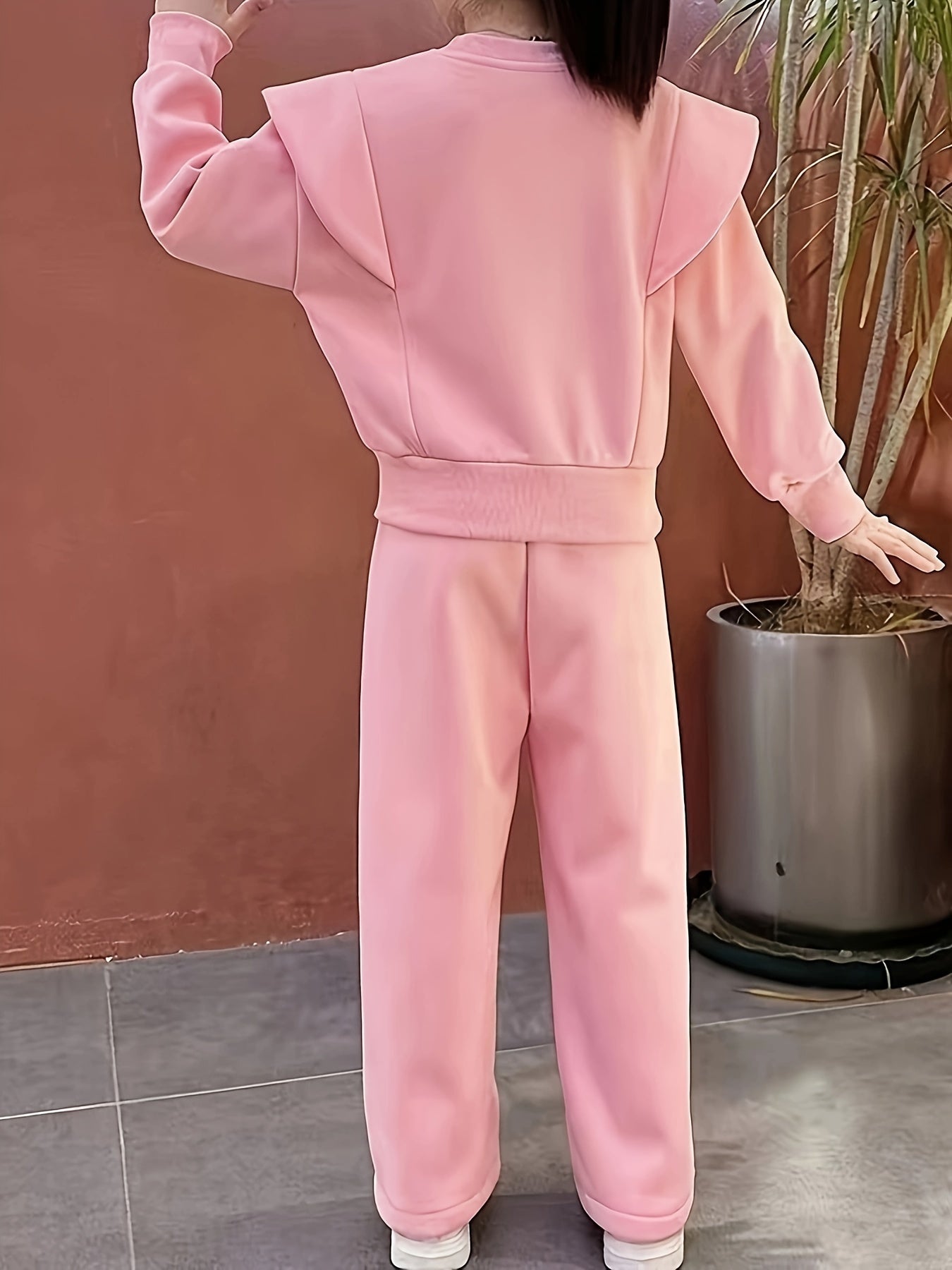 Conjunto de sudadera y pantalones para niñas para uso casual en primavera y otoño, talla mediana y grande