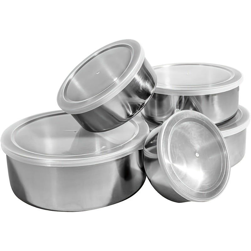 Stainless Steel Storage Containers Set with Clear Lids for Kitchen and Home Organization