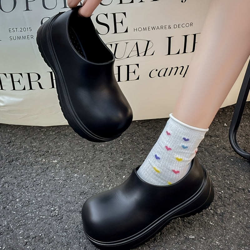 Men Women Waterproof Black Rain Boots EVA Flat Lace-Up All-Season Casual