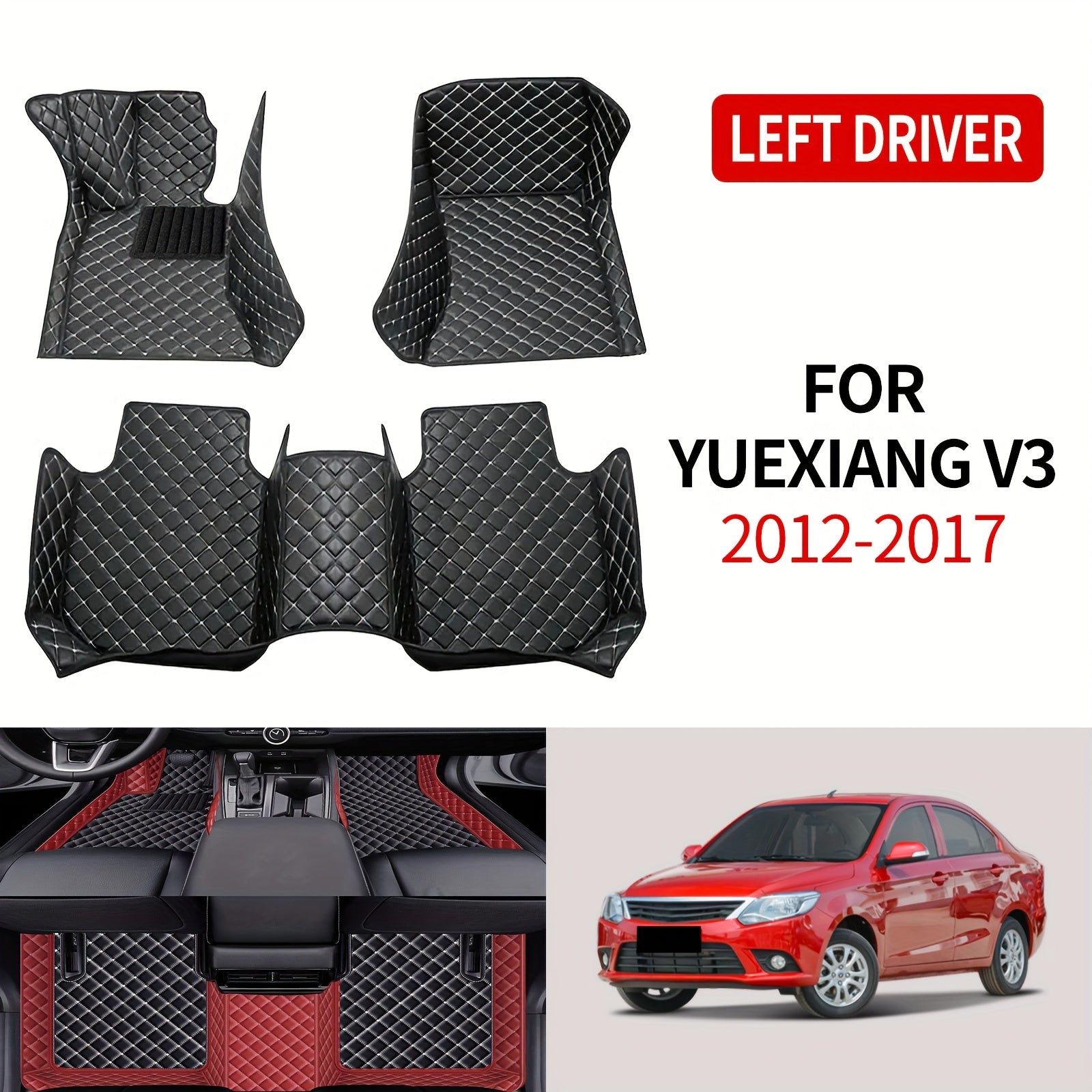 Автомобильные коврики из искусственной кожи, комплект из 3 штук, всесезонные, нескользящие, прочные