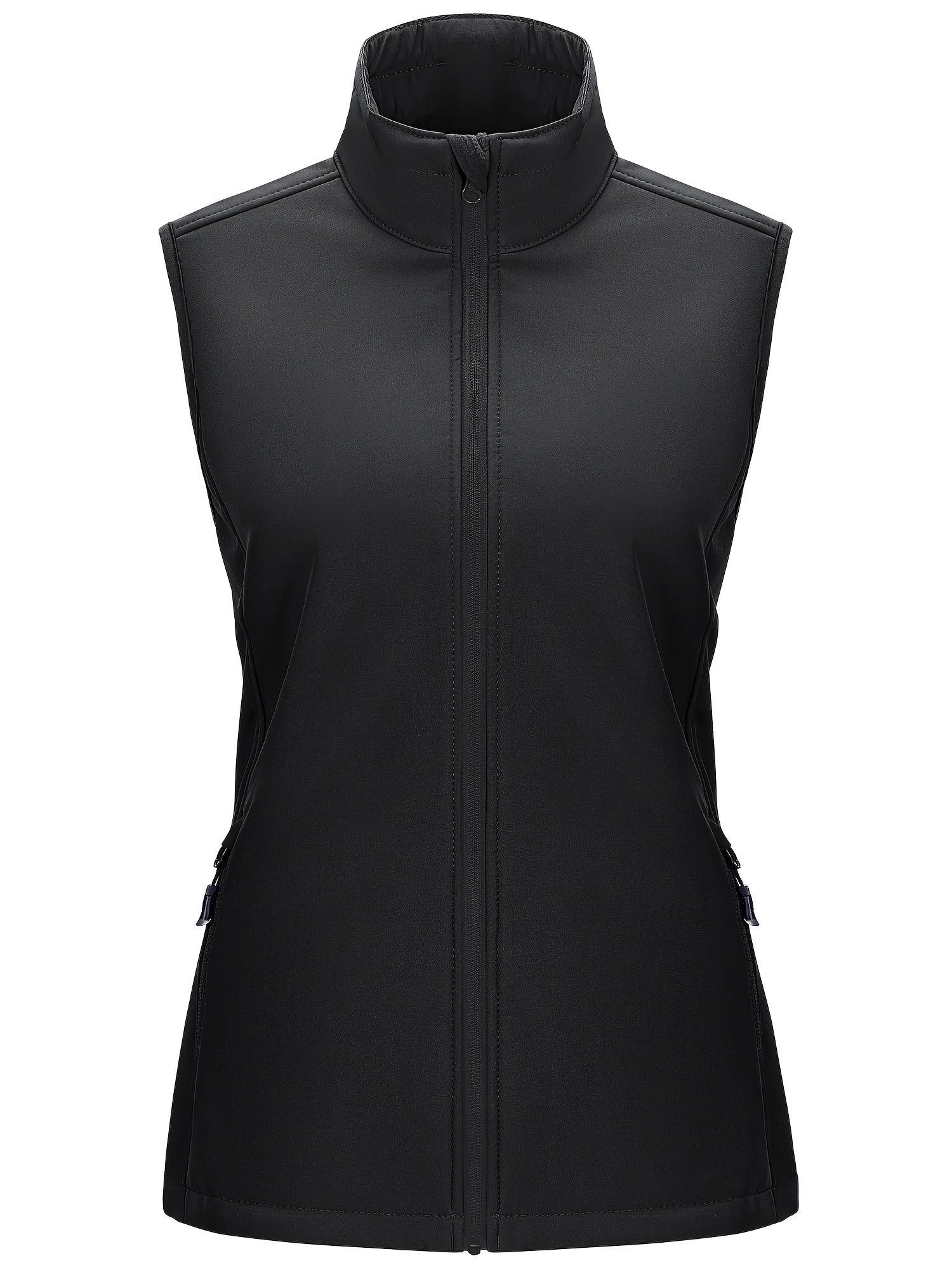 Women's Lightweight Softshell Vest Windproof Fleece Lined Zipper Pockets