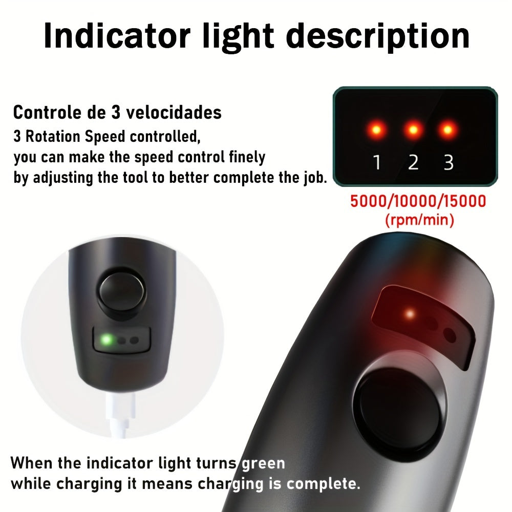 Juego de 36 piezas de herramientas rotativas con multiherramienta de 3 velocidades, carga USB para manualidades y bricolaje