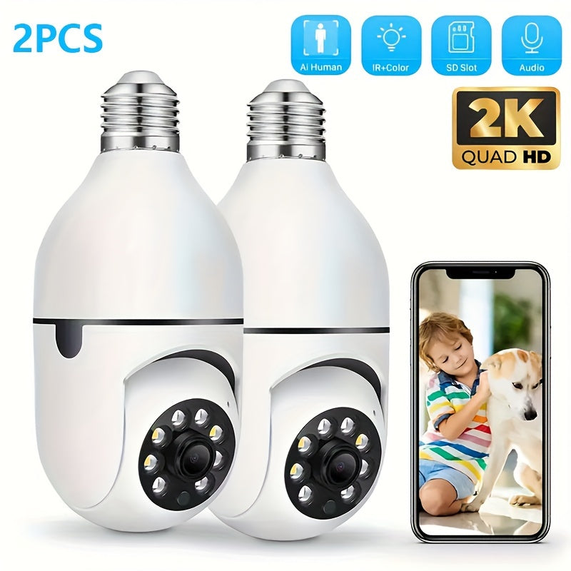 Wireless 355-Degree Panoramic Indoor Security Camera with 1080P Night Vision Motion Detection