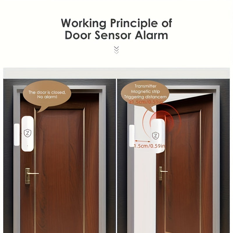 Сенсоры умных дверей и окон Zigbee для домашней безопасности, работающие от батареек, радиочастотная связь, уведомления в приложении, совместимы с Alexa и Google Assistant
