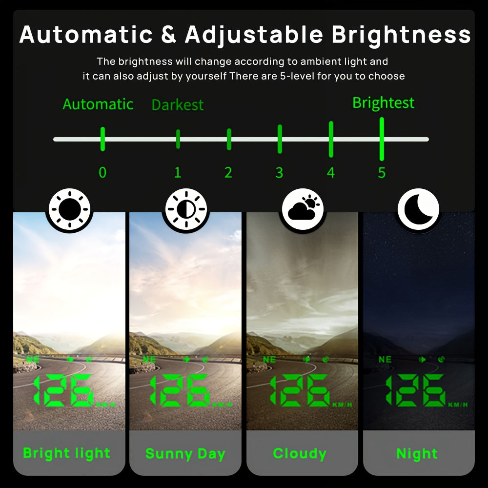 Car HUD Windshield Projector Head Up Display Digital Speedometer Overspeed Info