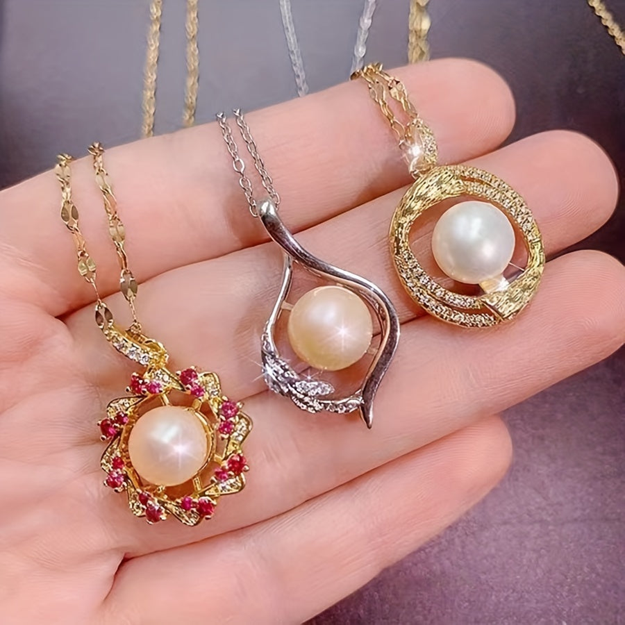 10-Piece Freshwater Pearl Pendant Necklace Set for Women Wedding Jewelry