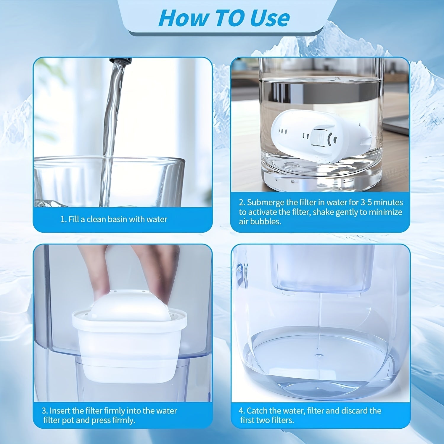 Brita® Marella® Jug va Brita® Kettle bilan mos keladigan 1, 3 yoki 6 ta suv filtr kartochkalarini oling. Brita® Maxtra+® va Maxtra Pro® uchun ushbu almashtirish filtrlar ifloslantiruvchi moddalarni samarali ravishda kamaytiradi va o'rnatish juda oson.