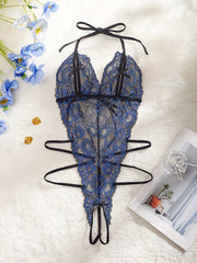 Women's Floral Lace Teddy with Open Crotch Lingerie