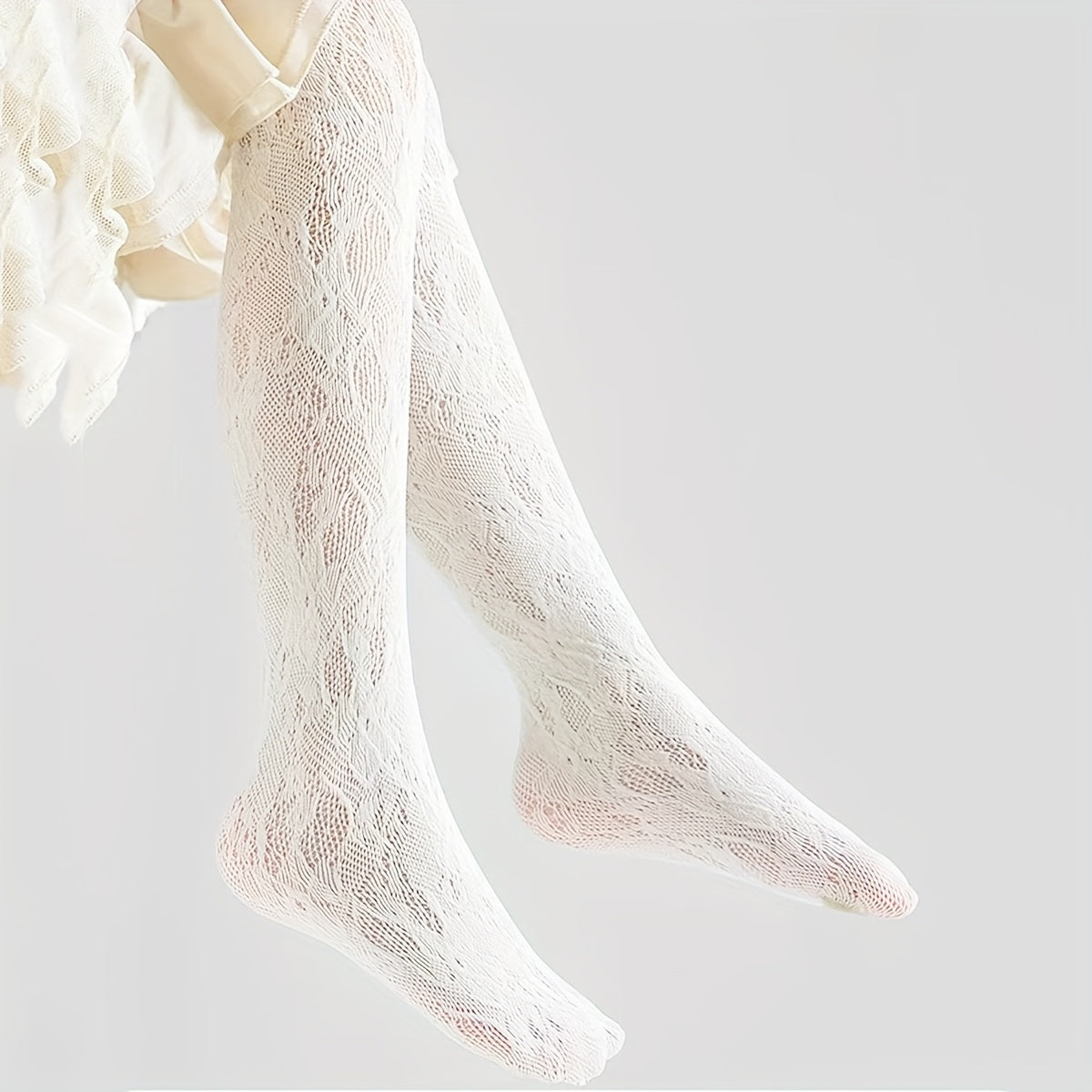 Girls Knitted Tights with Heart Pattern 80% Nylon 20% Spandex All-Season Indoor Outdoor Wear