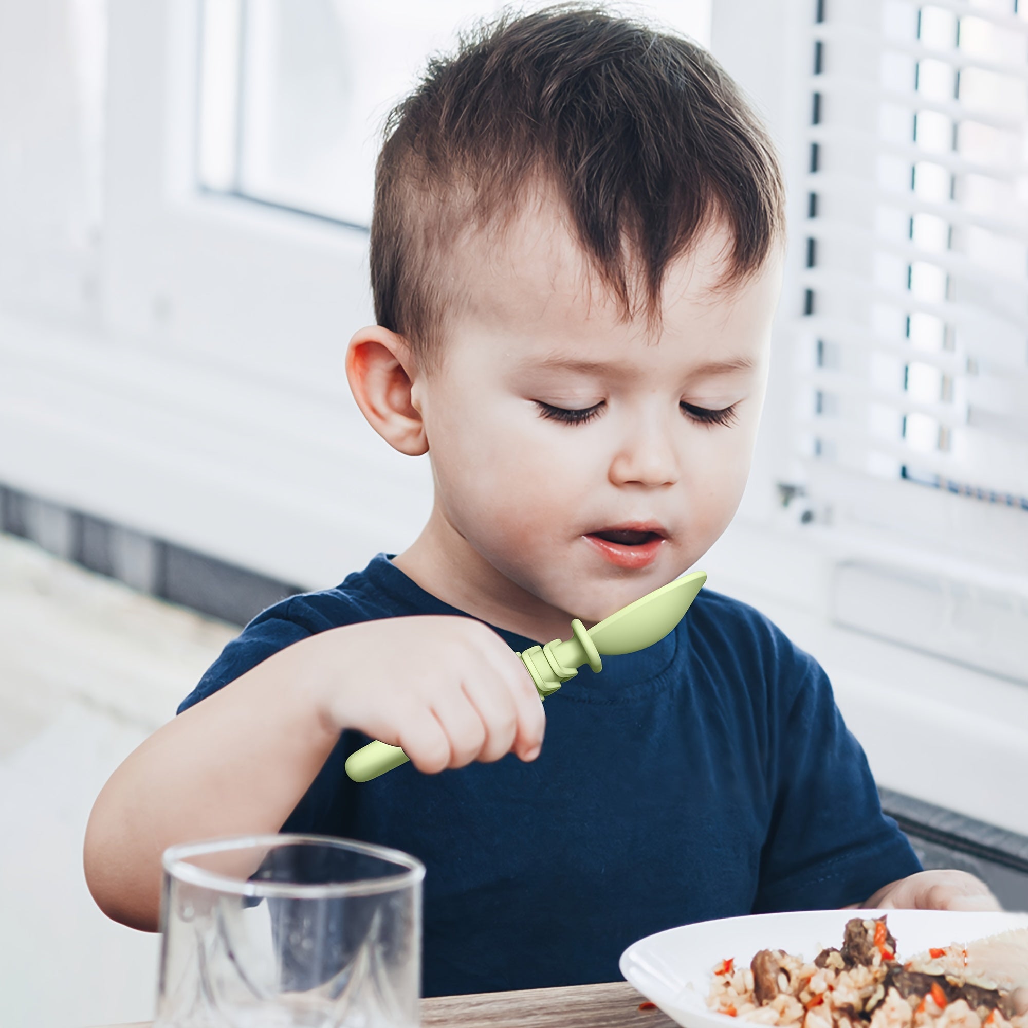 Children's Silicone Feeding Set 2-Piece Soft Spoon and Fork for Kids