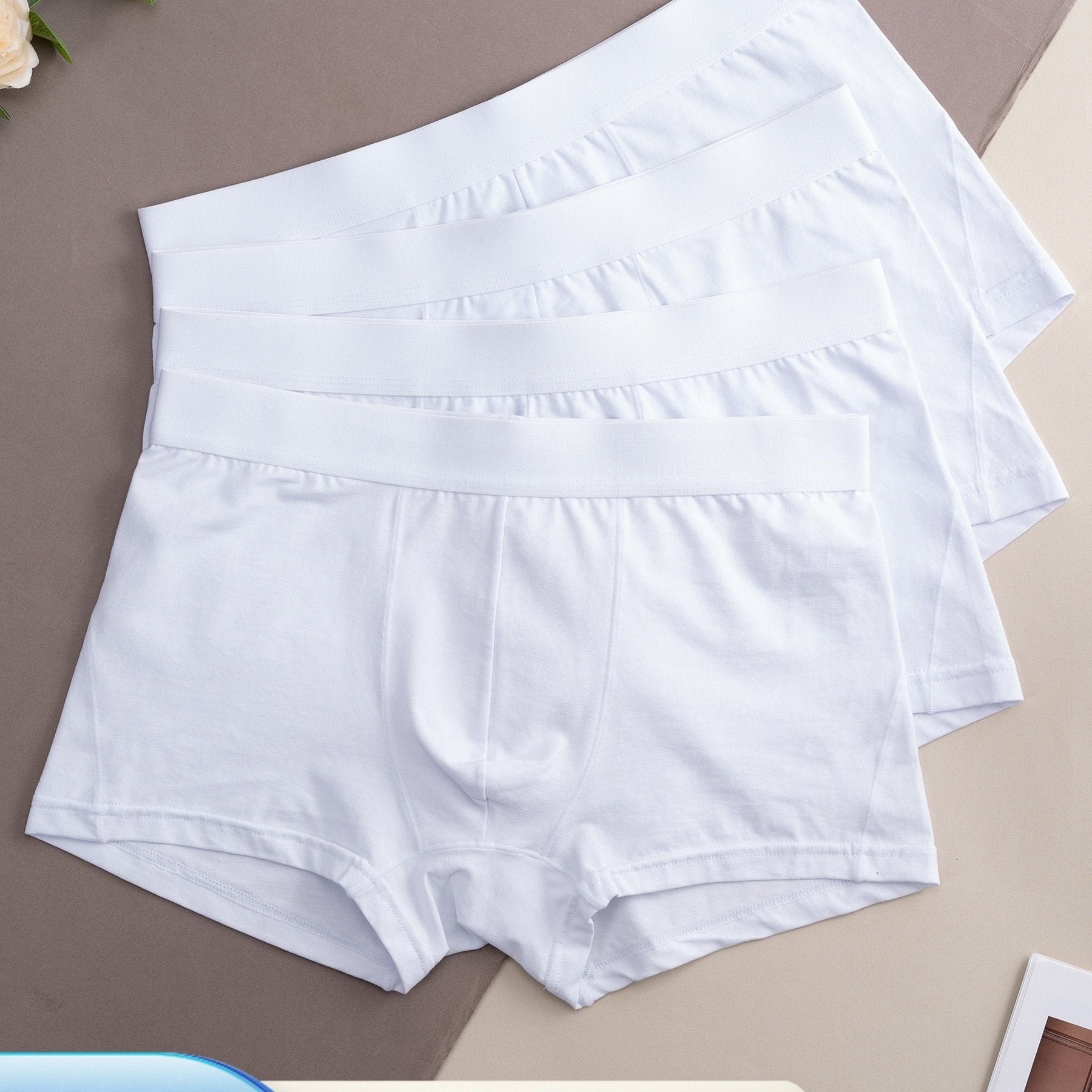 Men's Cotton Boxer Briefs 95% Cotton 5% Spandex Solid Color Knit Fabric Comfortable Fit Daily Casual Wear