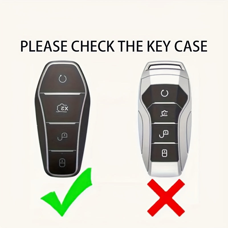 Car Key Cover TPU For EV Remote Control Durable with Woven Keychain Black