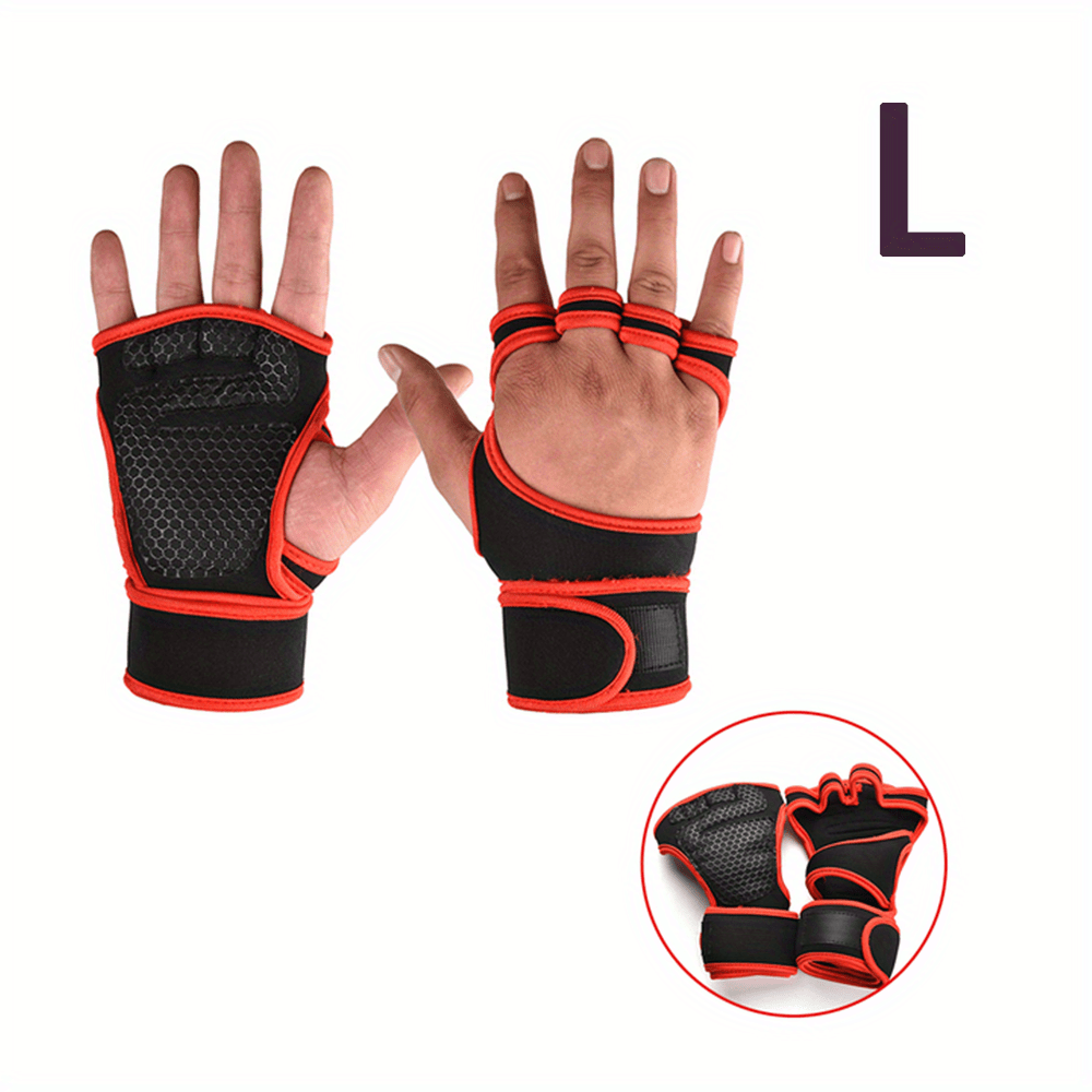 Half Finger Gym Gloves with Adjustable Wrist Support for Weightlifting and Pull-Ups