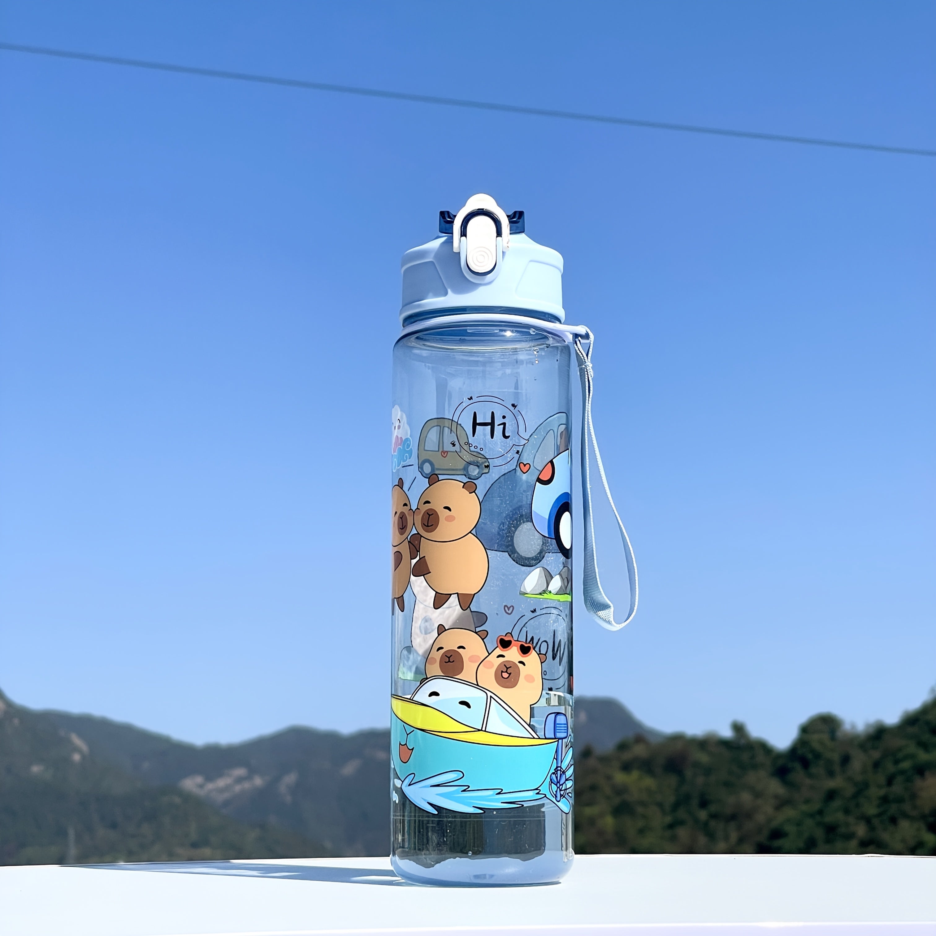 Large Sports Water Bottle with Whimsical Designs Durable Portable for Outdoor Activities