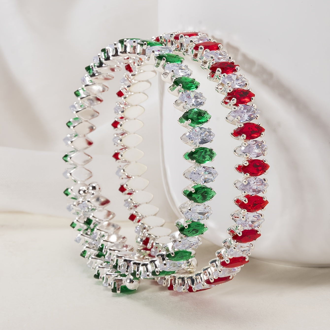 Copper Spring Bracelet for Women Stretchable Bangle Faux Zirconia Jewelry