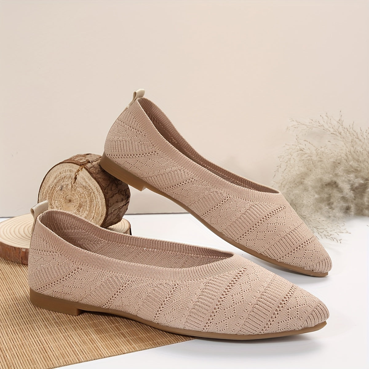 Women's Breathable Knit Slip-On Flats with Soft Fabric Upper