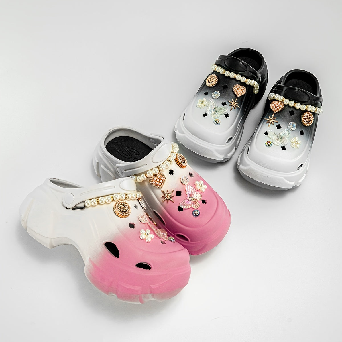 Women’s EVA Platform Sandals with Cartoon Pearl Butterfly Design