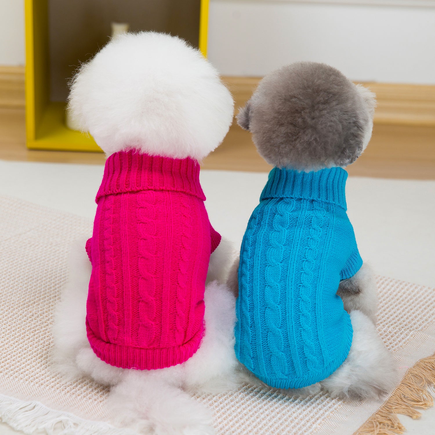 Small Dog Sweater Turtleneck Pullover for Winter Autumn Knit Polyester Toy Breed