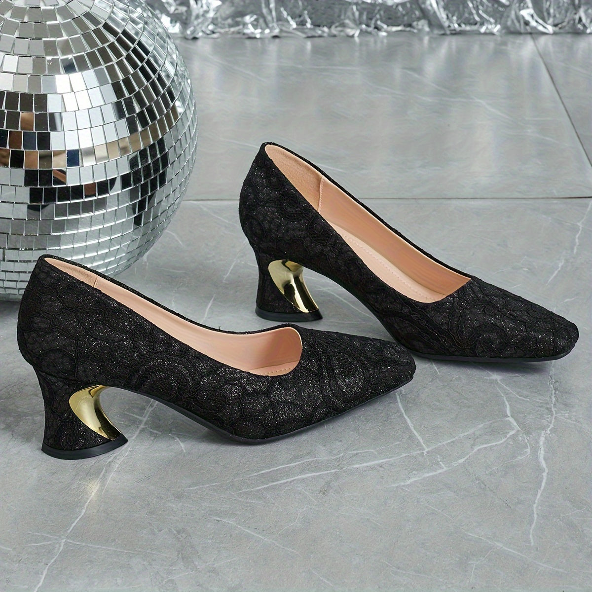 Women's Square Toe Stiletto Pump with Fabric Upper and TPU Sole