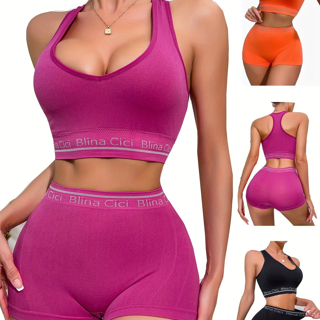 Sporty Lingerie Set Racerback Bra and Boxer Shorts for Jogging or Gym