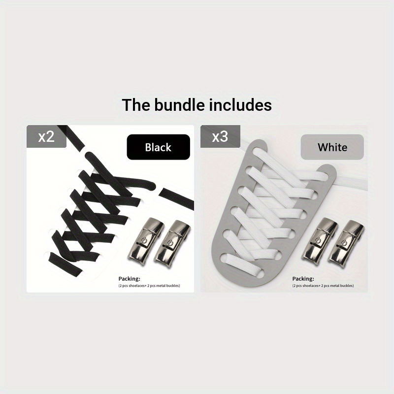 Unisex Elastic No Tie Shoelaces Set Widened Flat Dress Shoe Laces